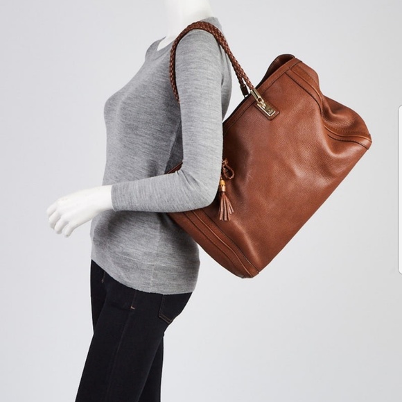 Gucci Bella Handbag Pebbled Leather Bamboo Tassel - Picture 7 of 8